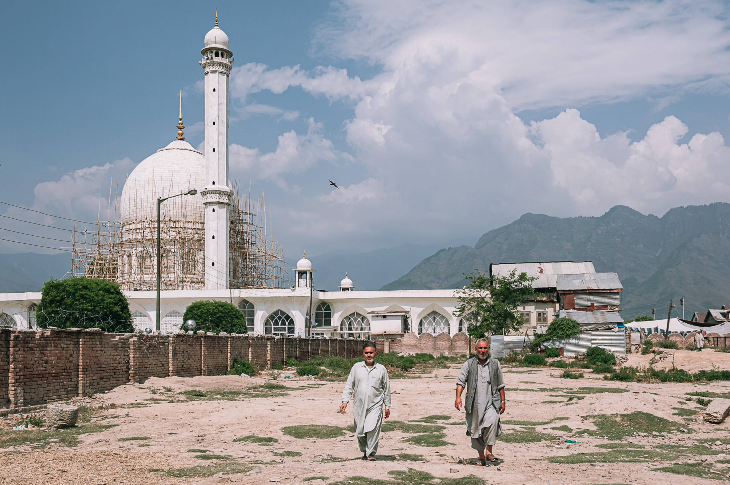 Outside Hazratbal Shrine, believed to house several relics related to the Prophet Muhammad, PBUH